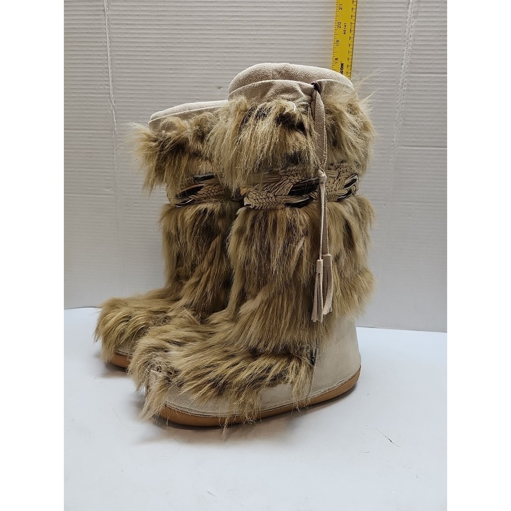 Aldo Boots Faux Fur Fluffy Boots Size‎ 41-43 Tan Suede